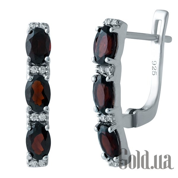 

Серьги Fresh Jewelry, Серебряные серьги с гранатами и куб. циркониями