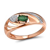 Женское золотое кольцо с бриллиантами и изумрудом, 1646332