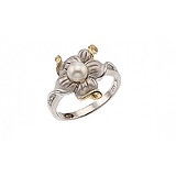 Женское серебряное кольцо с синт. жемчугом и куб. циркониями, 1658364