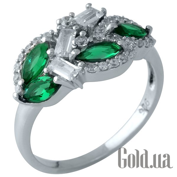 

Женские кольца Fresh Jewelry, Женское серебряное кольцо с синт. изумрудами и куб. циркониями, 18