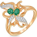 Женское золотое кольцо с бриллиантами и изумрудами, 1700860
