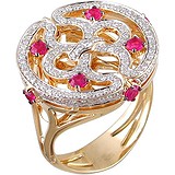 Женское золотое кольцо с бриллиантами и рубинами, 1713916