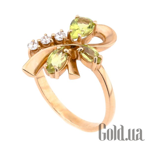 

Кольцо Украина, Женское золотое кольцо с кварцами и куб. циркониями, 16