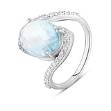 Женское серебряное кольцо с куб. циркониями и топазом