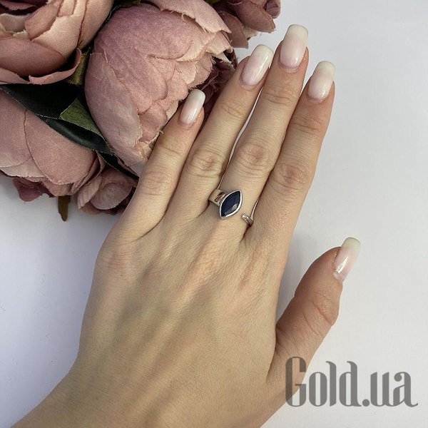 Каблучка Fresh Jewelry Жіноча срібна каблучка з куб. цирконієм і сапфіром, 17.5