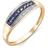 Женское золотое кольцо с бриллиантами и сапфирами, 1602813