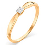 Золотое кольцо с бриллиантом, 1603581