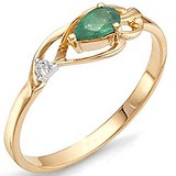 Женское золотое кольцо с бриллиантом и изумрудом, 1612285