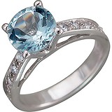 Женское серебряное кольцо с куб. циркониями и топазом, 1612541