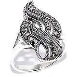 Silver Wings Женское серебряное кольцо с марказитами, 1659901