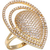 Женское серебряное кольцо с куб. циркониями в позолоте, 1669373