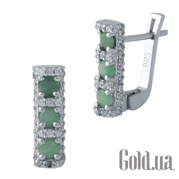 

Серьги Fresh Jewelry, Серебряные серьги с изумрудами и куб. циркониями