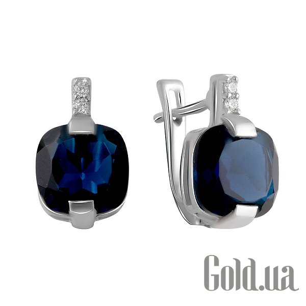 

Серьги Fresh Jewelry, Серебряные серьги с куб. циркониями и синт. сапфирами