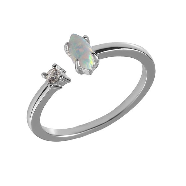 Женское серебряное кольцо с опалом и куб. цирконием