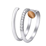 Женское серебряное кольцо с куб. циркониями в позолоте, 1544958