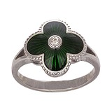 Женское серебряное кольцо с бриллиантом и эмалью, 1548542