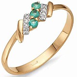 Женское золотое кольцо с бриллиантами и изумрудами, 1554174