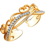 Женское серебряное кольцо с куб. циркониями в позолоте, 1611774