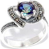 Silver Wings Женское серебряное кольцо с кварцем и марказитами, 1621502