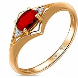 Женское золотое кольцо с бриллиантами и рубином, 1628414