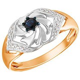 Женское золотое кольцо с бриллиантами и сапфиром, 1700862