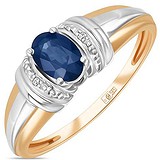 Женское золотое кольцо с бриллиантами и сапфиром, 1703422