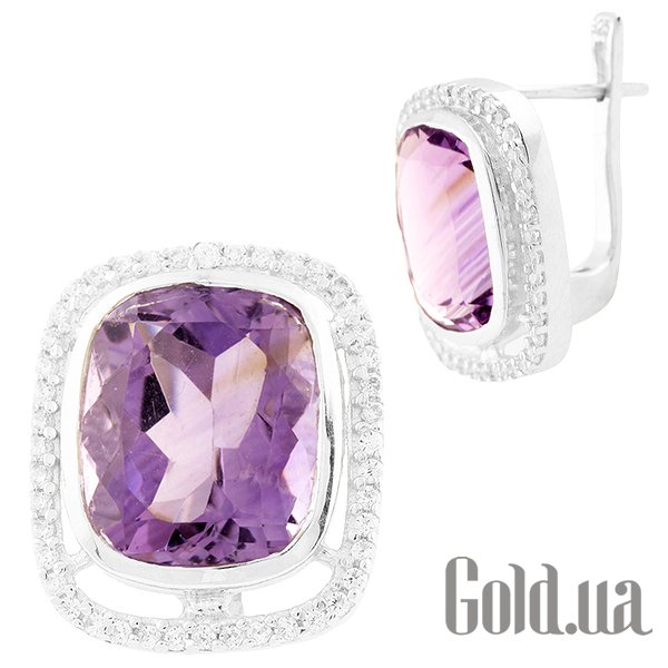 

Серьги Fresh Jewelry, Серебряные серьги с куб. циркониями и аметистами