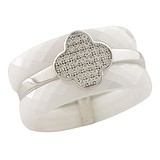 Женское серебряное кольцо с керамикой и куб. циркониями, 1527039