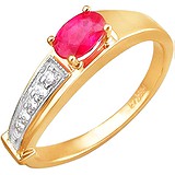 Женское золотое кольцо с рубином и бриллиантами, 1618943