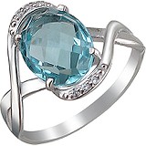 Женское серебряное кольцо с куб. циркониями и топазом, 1619967