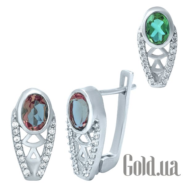 

Серьги Fresh Jewelry, Серебряные серьги с султанитами и куб. циркониями