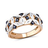Женское золотое кольцо с бриллиантами и сапфирами