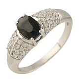 Женское серебряное кольцо с сапфиром и куб. циркониями, 1699071