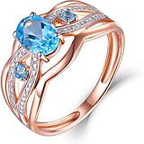 Женское золотое кольцо с бриллиантами и топазами, 1700863