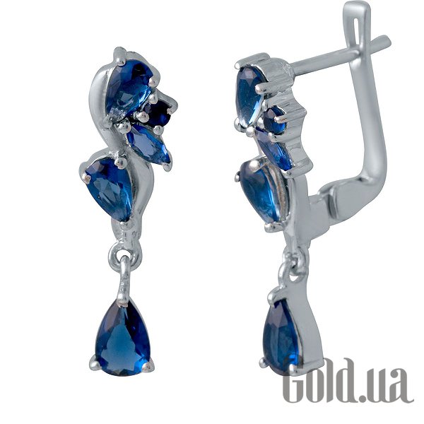 

Серьги с подвесками Fresh Jewelry, Серебряные серьги с синт. сапфирами