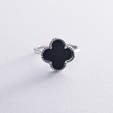 Женское серебряное кольцо с ониксом (onx111628), фотографии