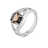 Заказать Женское серебряное кольцо с куб. циркониями и раухтопазом (2099642) ,цена 2125 грн., в магазине Gold.ua