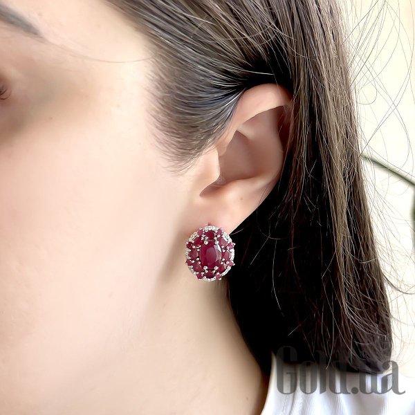 Сережки Fresh Jewelry Срібні сережки з куб. цирконіями та рубінами