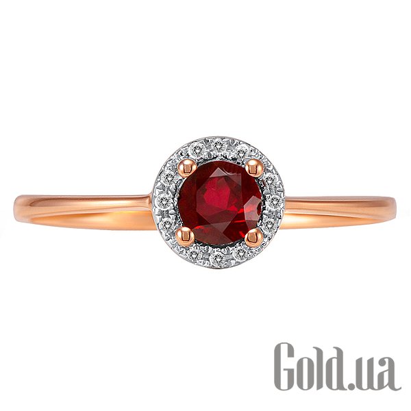 Каблучка Lurie Jewelry Жіноча золота каблучка з діамантами і рубіном, 18.5